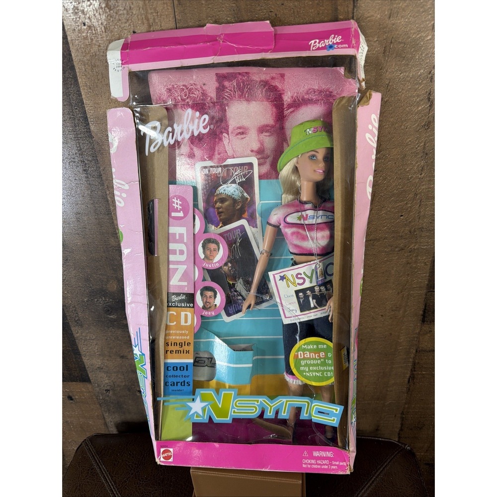 VTG 2000 NSYNC #1 Fan Barbie Doll Collector Cards Mattel Opened Box Missing CD
